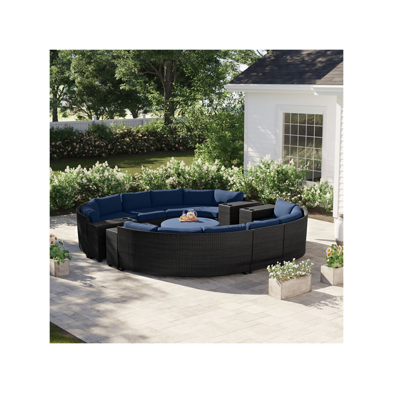 Outdoor furniture Patio garden round big rattan sofa set