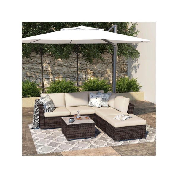 Outdoor 4-piece All-weather Wicker Patio Sectional Sofa Set