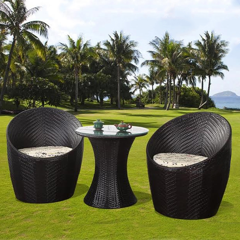 Rattan Outdoor Seating Table x1 and Chairs x2